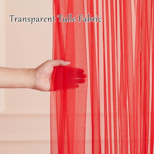 10x10ft Red Tulle Backdrop Curtain for Parites, Sheer Backdrop Curtains for Wedding Baby Shower Birthday Party, alternate