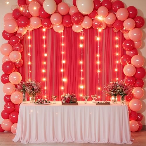 10x10ft Red Tulle Backdrop Curtain for Parites, Sheer Backdrop Curtains for Wedding Baby Shower Birthday Party, alternate