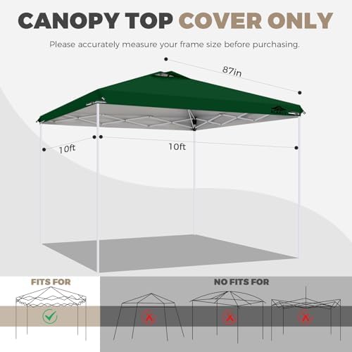10x10ft Replacement Canopy Top with Air Vent, Waterproof & UV Protection Canopy Tent Top Cover for Straight Leg, alternate