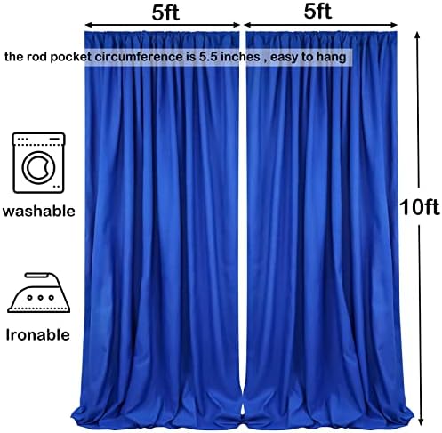 10x10ft Royal Blue Backdrop Curtain 2 Panels Party Wedding in 5x10FT 2pcs in Royal Blue, alternate view 4