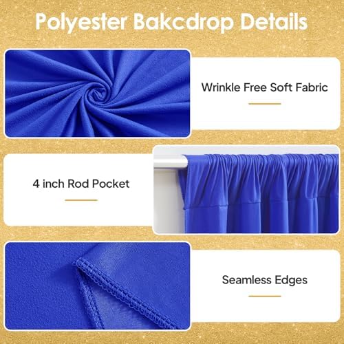 10x10ft Royal Blue Backdrop Curtains for Wedding Parties, Wrinkle Free Blue Curtains Photo Backdrop Drapes for, alternate