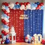 10x10ft Royal Blue Red Tulle Backdrop Curtain with Lights String for Parites, Sheer Photo Backdrop Curtains with, alternate