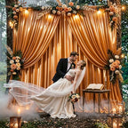 10x10ft Rust Orange Glitter Backdrop Curtain for Parties, Wrinkle Free Satin Photo Backdrop Drapes 2 Panels, alternate view 5