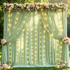 10x10ft Sage Green Backdrop Curtain with Lights String for Parties 2 Panels in 5'(W) x 10'(H), 2 panels in Sage, alternate