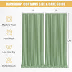 10x10ft Sage Green Backdrop Curtain with Lights String for Parties 2 Panels in 5'(W) x 10'(H), 2 panels in Sage, alternate
