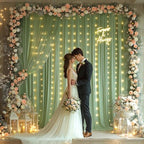 10x10ft Sage Green Backdrop Curtain with Lights String for Parties 2 Panels in 5'(W) x 10'(H), 2 panels in Sage, alternate