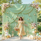 10x10FT Sage Green Backdrop Curtains for Parties, Wrinkle-Free Photo Backdrop Drapes, Background Fabric Drapes, alternate