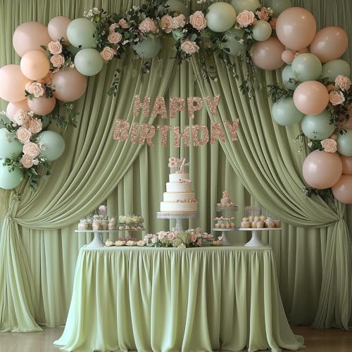 10x10FT Sage Green Backdrop Curtains for Wedding Parties, Wrinkle Free Photo Backdrop Curtains for Wedding, alternate view 4