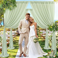 10x10ft Sage Green Chiffon Sheer Backdrop Curtains, Wrinkle-Free Wedding Backdrop Drapes for Birthday Party