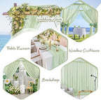 10x10ft Sage Green Chiffon Sheer Backdrop Curtains, Wrinkle-Free Wedding Backdrop Drapes for Birthday Party, alternate view 2