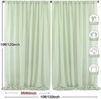 10x10ft Sage Green Chiffon Sheer Backdrop Curtains, Wrinkle-Free Wedding Backdrop Drapes for Birthday Party, alternate view 3