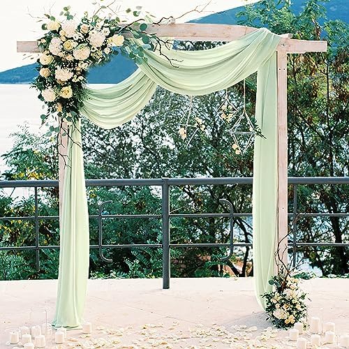 10x10ft Sage Green Chiffon Sheer Backdrop Curtains, Wrinkle-Free Wedding Backdrop Drapes for Birthday Party, alternate view 5