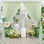 10x10ft Sage Green Chiffon Sheer Backdrop Curtains, Wrinkle-Free Wedding Backdrop Drapes for Birthday Party, alternate view 6
