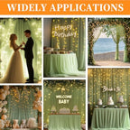10x10ft Sage Green Tulle Backdrop Curtain with String Lights, Wrinkle-Free Sheer Wedding Backdrop for Birthday, alternate