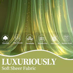 10x10ft Sage Green Tulle Backdrop Curtain with String Lights, Wrinkle-Free Sheer Wedding Backdrop for Birthday, alternate