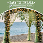 10x10ft Sage Green Tulle Backdrop Curtain with String Lights, Wrinkle-Free Sheer Wedding Backdrop for Birthday, alternate