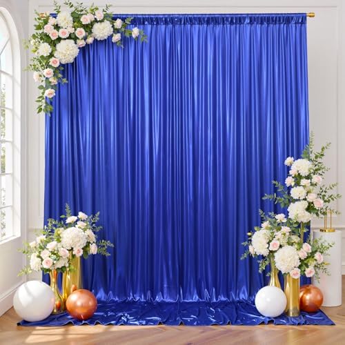 10x10FT Sapphire Blue Sequin Backdrop Curtain - 2 Panels of 5x10FT Wrinkle-Free Glitter Drapes for Photography