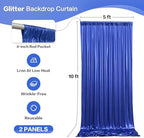 10x10FT Sapphire Blue Sequin Backdrop Curtain - 2 Panels of 5x10FT Wrinkle-Free Glitter Drapes for Photography, alternate