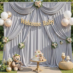 10x10ft Silver Backdrop Curtains for Parties, 2 Panels 5x10ft Wrinkle-Free Polyester Background Curtains for, alternate view