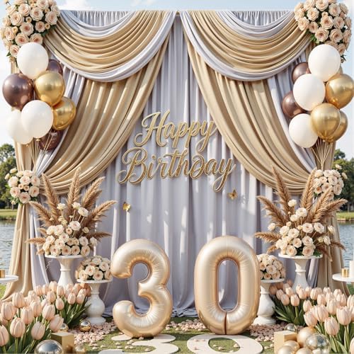 10x10ft Silver Backdrop Curtains for Parties, 2 Panels 5x10ft Wrinkle-Free Polyester Background Curtains for, alternate view