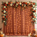 10x10ft Terracotta Tulle Backdrop Curtains with Lights String for Parties, Wrinkle Free Sheer Curtain Wedding