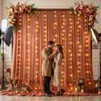 10x10ft Terracotta Tulle Backdrop Curtains with Lights String for Parties, Wrinkle Free Sheer Curtain Wedding, alternate view
