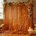 10x10FT Terracotta Wrinkle Free Backdrop Curtains with Lights String for Parties - Photo Curtain Backdrop with