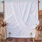 10x10ft White Backdrop Curtains for Parties, 2 Panels 5x10ft Wrinkle-Free Polyester Background Curtains for