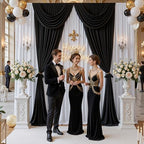 10x10ft White Backdrop Curtains for Parties, 2 Panels 5x10ft Wrinkle-Free Polyester Background Curtains for, alternate view 2