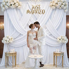 10x10ft White Backdrop Curtains for Parties, 2 Panels 5x10ft Wrinkle-Free Polyester Background Curtains for, alternate view 6