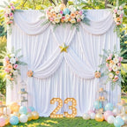 10x10FT White Backdrop Curtains for Parties, Wrinkle-Free Photo Backdrop Drapes, Background Fabric Drapes for, alternate view
