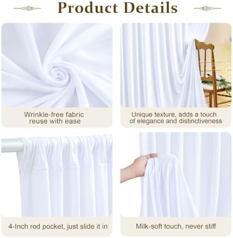10x10FT White Backdrop Curtains for Parties, Wrinkle-Free Photo Backdrop Drapes, Background Fabric Drapes for, alternate view