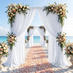 10x10FT White Backdrop Curtains for Wedding Parties, Ultra Drapey & Silky Drapes for Backdrop Skin-Friendly &, alternate view
