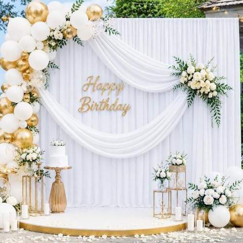 10x10FT White Backdrop Curtains for Wedding Parties, Ultra Drapey & Silky Drapes for Backdrop Skin-Friendly &, alternate view