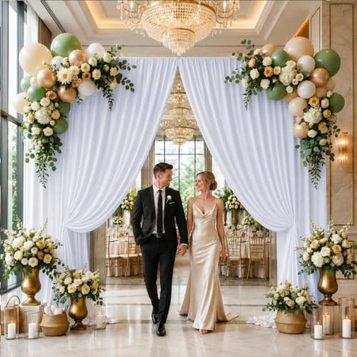 10x10FT White Backdrop Curtains for Wedding Parties, Ultra Drapey & Silky Drapes for Backdrop Skin-Friendly &, alternate view