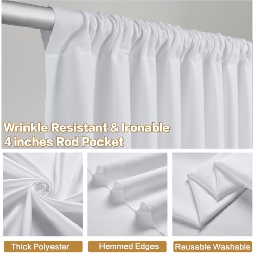 10x10FT White Backdrop Curtains, Polyester Back Drop for Parties in 10x10FT, alternate view 3