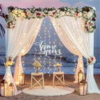 10x10ft White Backdrop Curtains with Lights String for Parties, 2 Panels in 5'(W) x 10'(H), 2 panels in White, alternate view
