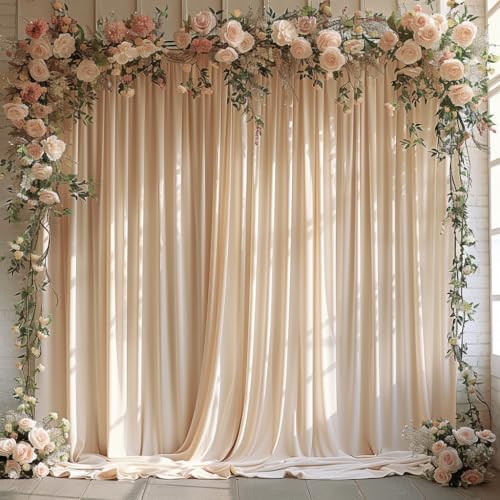 10x10ft Wrinkle Free Backdrop Curtain for Parties Soft Fabric Drapes Wedding Cream Curtain Backdrop for Birthday