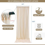 10x10ft Wrinkle Free Backdrop Curtain for Parties Soft Fabric Drapes Wedding Cream Curtain Backdrop for Birthday, alternate
