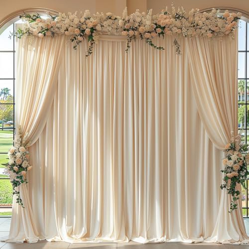 10x10ft Wrinkle Free Backdrop Curtain for Parties Soft Fabric Drapes Wedding Cream Curtain Backdrop for Birthday, alternate