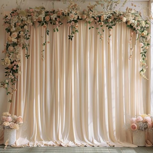 10x10ft Wrinkle Free Backdrop Curtain for Parties Soft Fabric Drapes Wedding Cream Curtain Backdrop for Birthday, alternate
