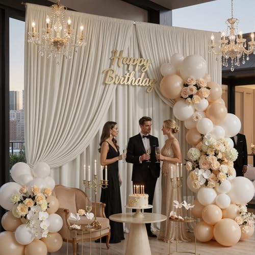 10x10ft Wrinkle Free Beige Backdrop Curtains for Parties, 2 Panels 5x10ft Silky Polyester Photo Backdrop Drapes, alternate