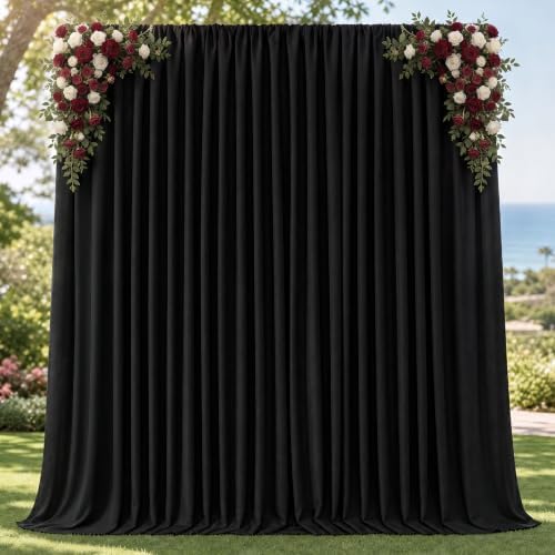 10x10ft Wrinkle Free Black Backdrop Curtain for Parties in 10x10ft