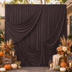 10x10ft Wrinkle Free Brown Backdrop Curtains for Party Background, 2 Panels 5x10ft Silky Polyester Photo