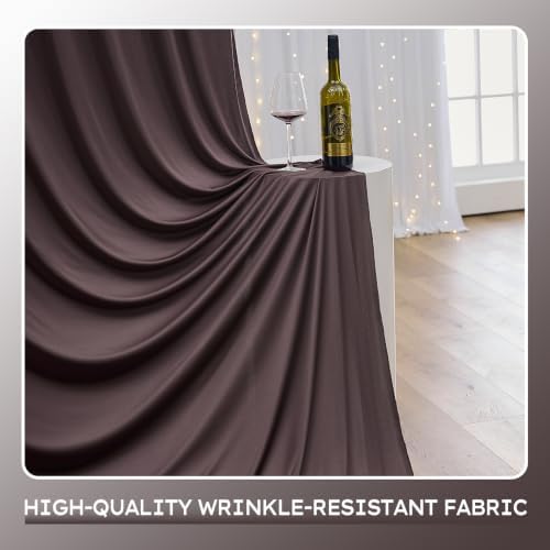 10x10ft Wrinkle Free Brown Backdrop Curtains for Party Background, 2 Panels 5x10ft Silky Polyester Photo, alternate view 2