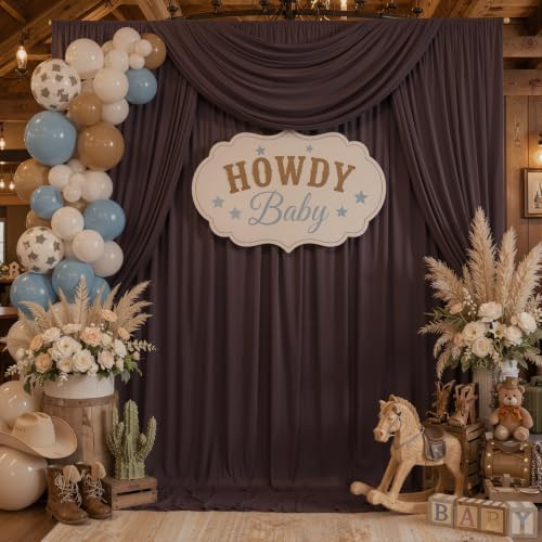 10x10ft Wrinkle Free Brown Backdrop Curtains for Party Background, 2 Panels 5x10ft Silky Polyester Photo, alternate view 3