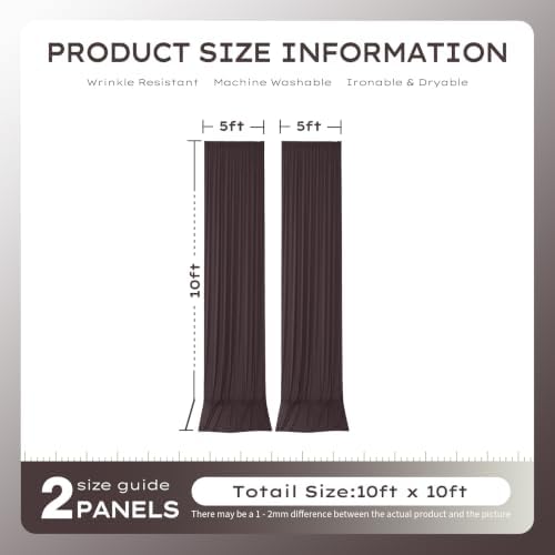 10x10ft Wrinkle Free Brown Backdrop Curtains for Party Background, 2 Panels 5x10ft Silky Polyester Photo, alternate view 6