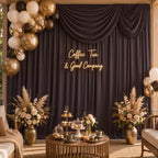 10x10ft Wrinkle Free Brown Backdrop Curtains for Party Background, 2 Panels 5x10ft Silky Polyester Photo, alternate view 7