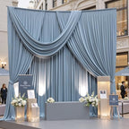 10x10ft Wrinkle Free Dusty Blue Backdrop Curtains for Parties, 2 Panels 5x10ft Silky Polyester Photo Backdrop, alternate view