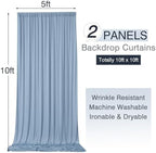 10x10ft Wrinkle Free Dusty Blue Backdrop Curtains for Parties, 2 Panels 5x10ft Silky Polyester Photo Backdrop, alternate view